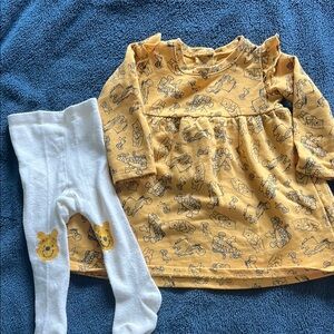 Winnie The Pooh Dress with White Tights